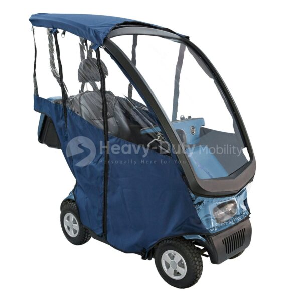 Blue Afiscooter C4 Mobility Scooter with Canopy Rain Cover