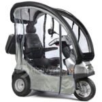 Silver Afiscooter S3 Mobility Scooter with Canopy Rain Cover and Golf Tires