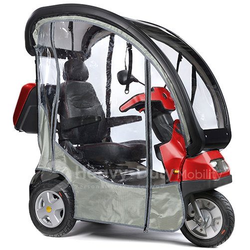 Red Afiscooter S3 Mobility Scooter with Canopy Rain Cover