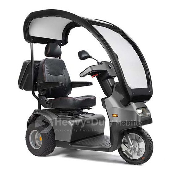 Gray Afiscooter S3 Mobility Scooter with Canopy and Golf Tire