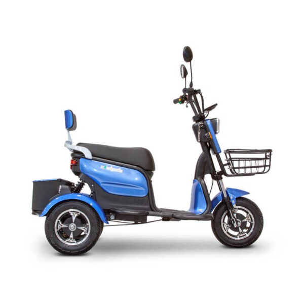 Side View Blue EW-12 3 Wheel Mobility Scooter
