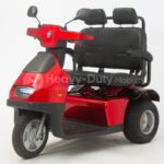 Side View Red Afiscooter S3 Dual Seat Mobility Scooter with Golf Tire