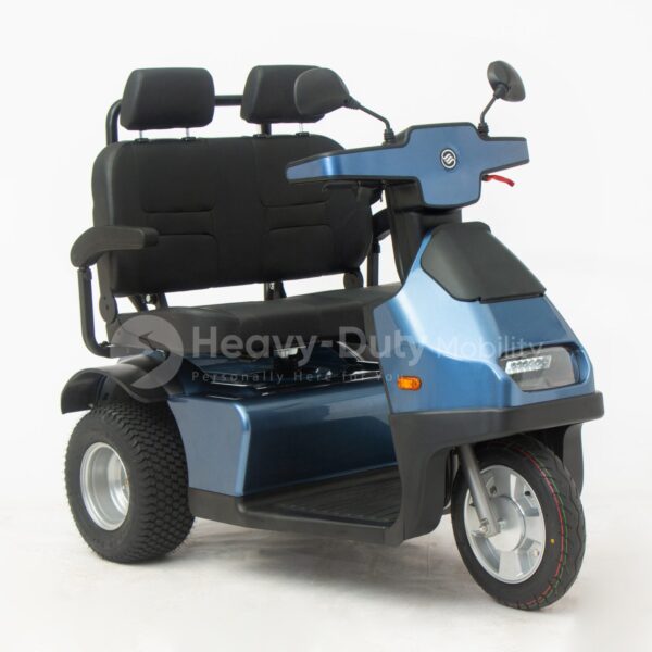 Blue Afiscooter S3 Dual Seat Mobility Scooter with Golf Tire