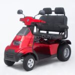 Side View Red Afiscooter S4 Dual Seat Mobility Scooter with Golf Tire