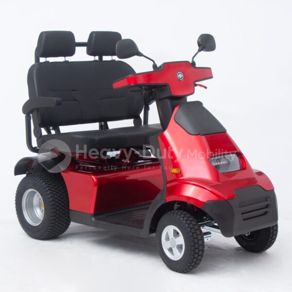 Red Afiscooter S4 Dual Seat Mobility Scooter with Golf Tire