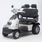 Side View Silver Afiscooter S4 Dual Seat Mobility Scooter with Golf Tire