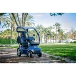 Live Style Image of Blue Afiscooter C4 Mobility Scooter with Canopy