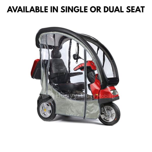 Red Afiscooter S3 Dual-Seat Fully-Enclosed All-Terrain 3-Wheel