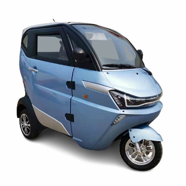 Blue Color of Pushpak 8000 Enclosed Cabin Three-Passenger Recreational Mobility Scooter