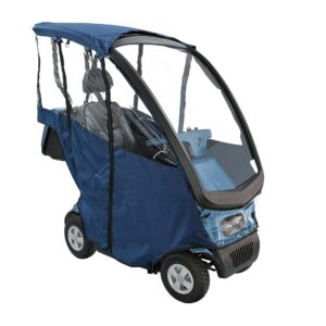 Blue Afiscooter C4 Mobility Scooter with Canopy Rain Cover