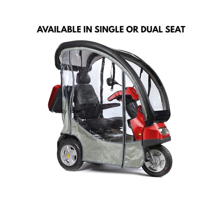 Red Afiscooter S3 Dual-Seat Fully-Enclosed All-Terrain 3-Wheel
