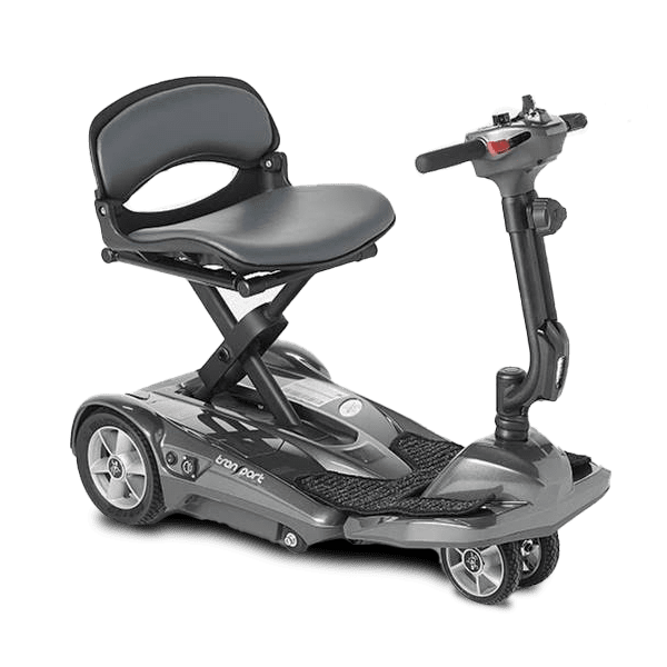 Silver Color of EV-Rider Transport AF + Auto Folding Lightweight Travel Mobility Scooter