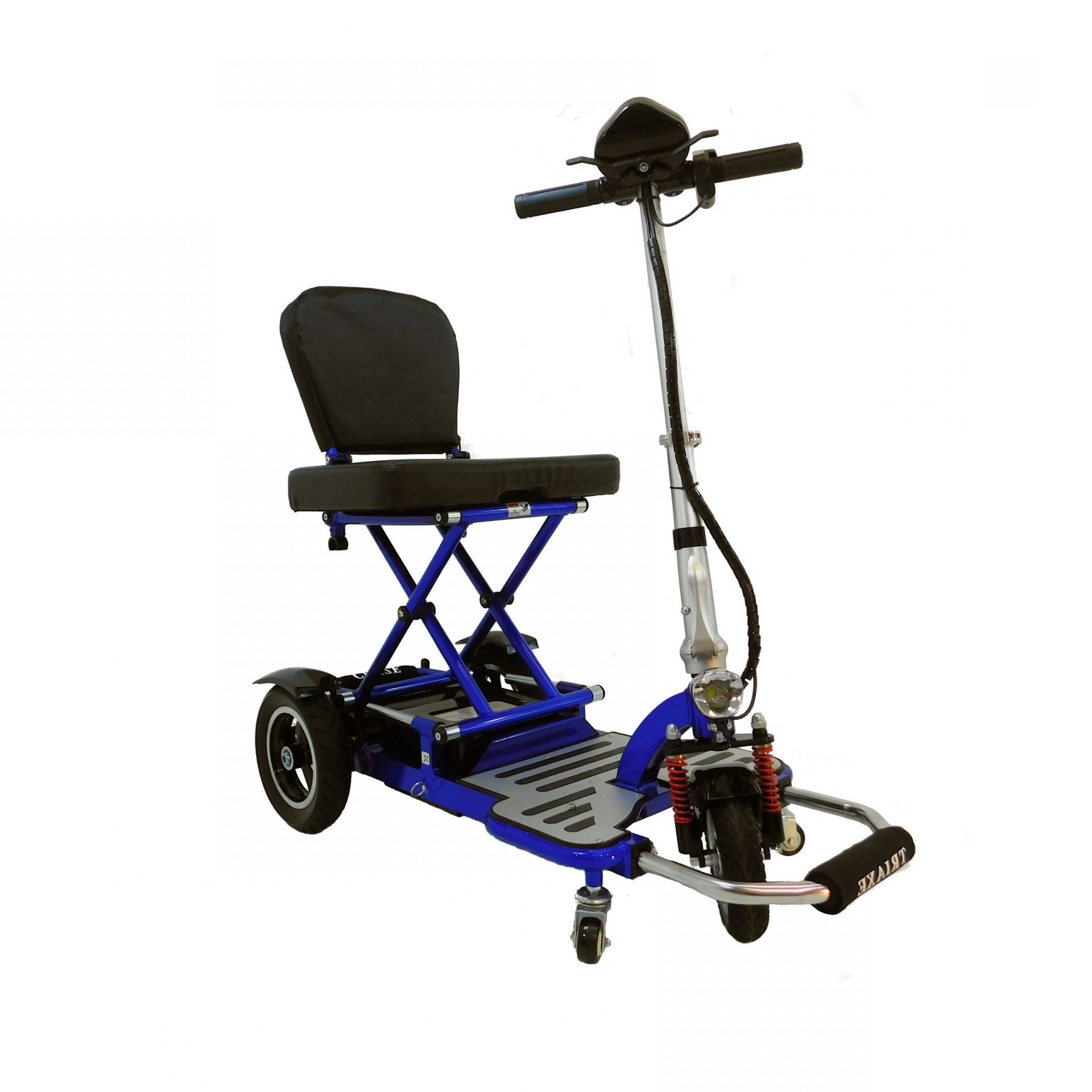 Reflex Blue Color of Enhance Mobility Triaxe Cruze Folding Mobility Scooter