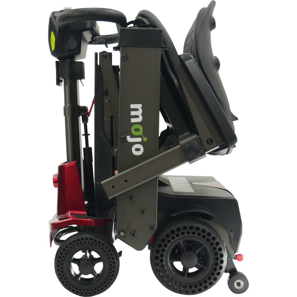 Folded View of Enhance Mobility Mojo Heavy Duty Auto-Folding Mobility Scooter