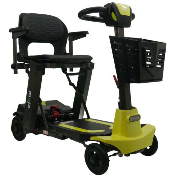 Lemony Lime Color of Enhance Mobility Mojo Heavy Duty Auto-Folding Mobility Scooter