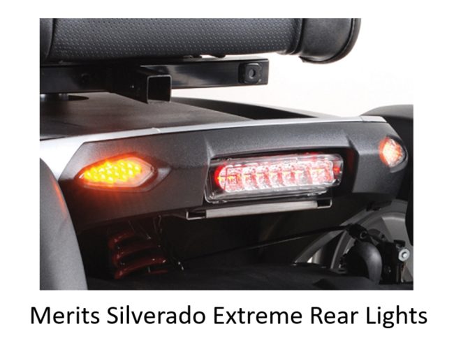 Bright LED rear lights for Merits Silverado Extreme mobility scooter