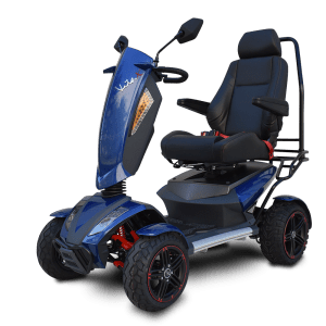 EV-Rider Vita Monster mobility scooter semi side view.