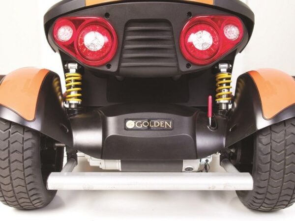 Close-up view of Golden Patriot GR575 rear lights and suspension