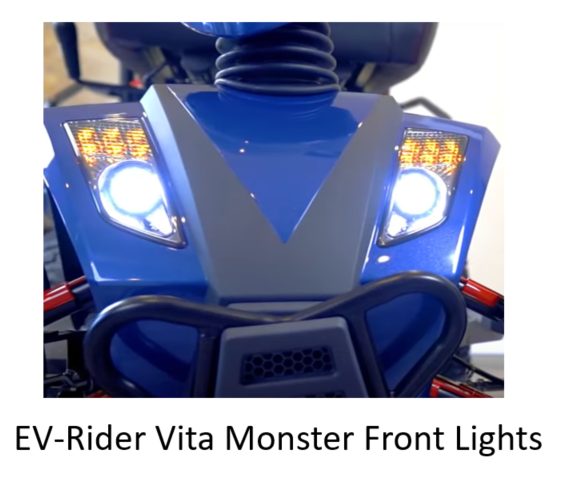 Bright LED headlights for EV-Rider Vita Monster mobility scooter
