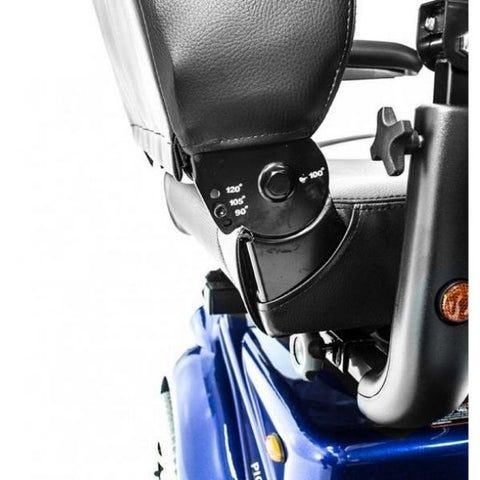 Merits Pioneer 4 blue adjustable seat close up