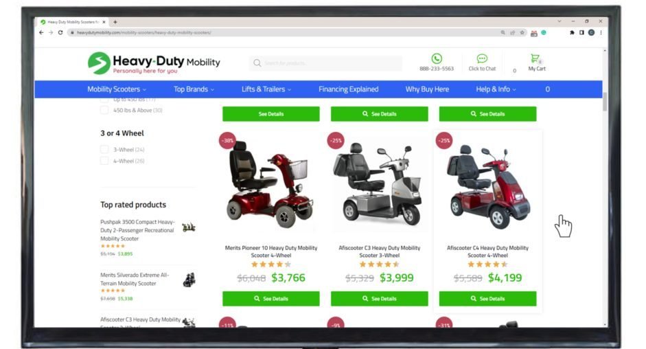 Browsing mobility scooters online