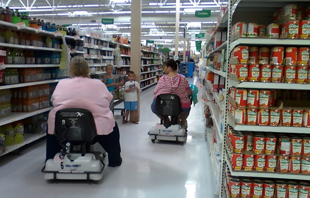electric shopping carts in supermarket