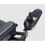 Close-up image of the joystick mount on the Merits Regal 2, illustrating the precise design and functionality of the control interface