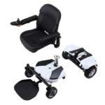 Disassembled view of the Merits EZ-GO / EZ-GO Deluxe wheelchair, showcasing the individual parts and emphasizing the easy-to-disassemble design for convenient transport and storage