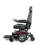 Side view of the Merits Vision Super wheelchair, displaying its sleek and streamlined design, comfortable seating, and well-crafted wheels for smooth navigation.