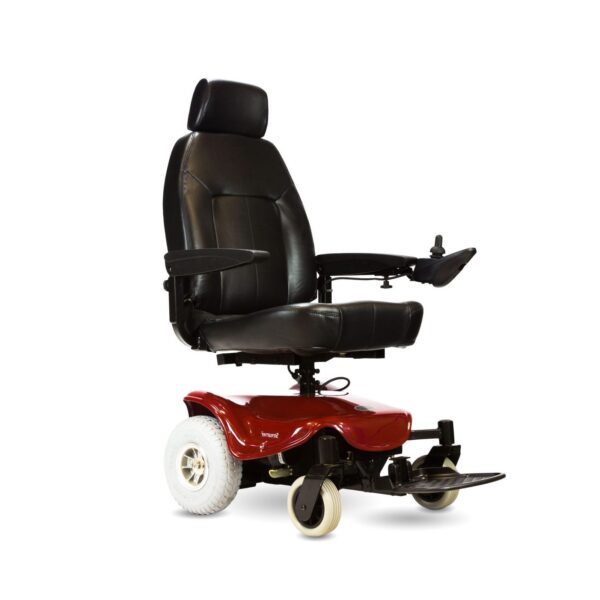 Front side view of the Shoprider Streamer wheelchair.