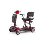 Left Quarter View of Red Color of EWheels EW-26 4-Wheel Lightweight Folding Mobility Scooter
