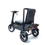 Quarter back view of the eFoldi Explorer mobility scooter, providing a partial perspective from behind to highlight its design and features.