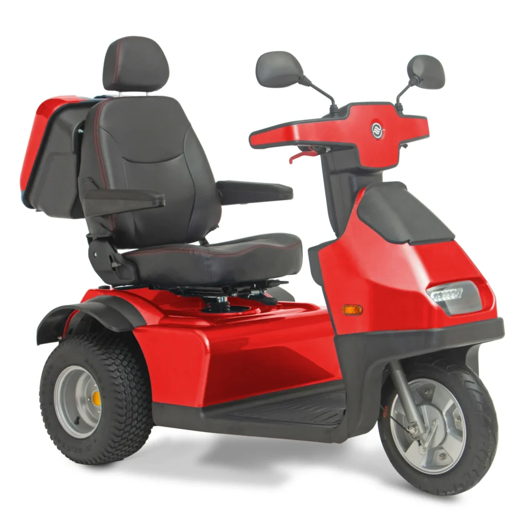 Red Afiscooter S3 Mobility Scooter with Golf Tires