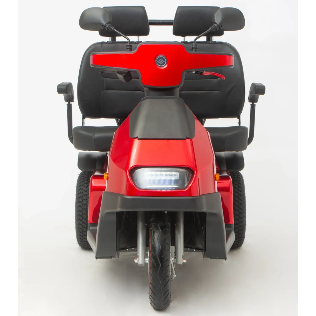 Red Afiscooter S3 Dual Seat Mobility Scooter with Golf Tires