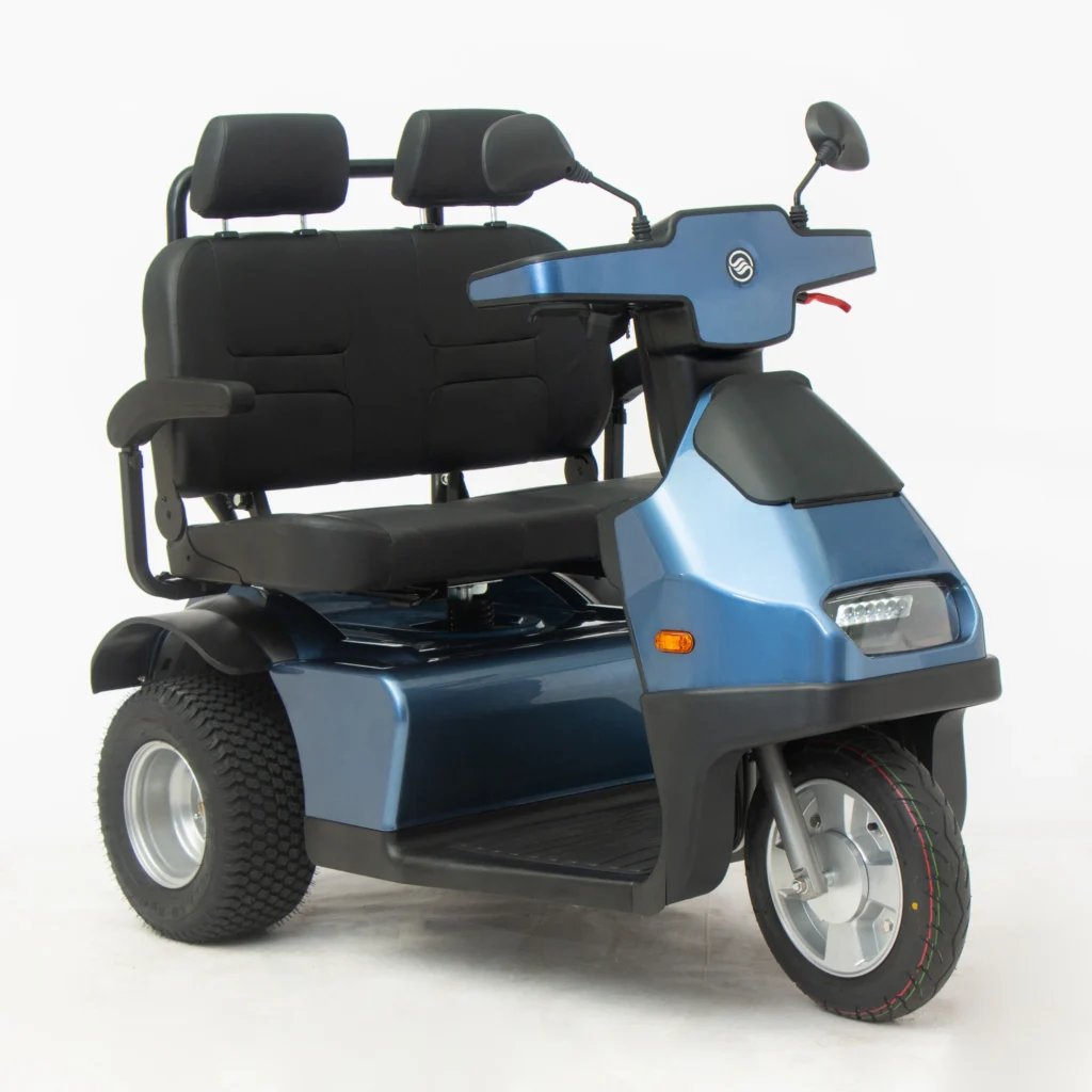 Blue Afiscooter S3 Dual Seat Mobility Scooter with Golf Tires