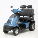 Side View of Blue Afiscooter S4 Dual Seat with Golf Tire