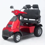 Side View of Red Afiscooter S4 Dual Seat with Golf Tire