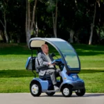 Comfortable Ride In Blue AfiScooter S4 With Canopy