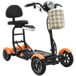 Matte Orange Bangeran Dragon Mobile Lightweight Foldable 4 Wheels Mobility Scooter