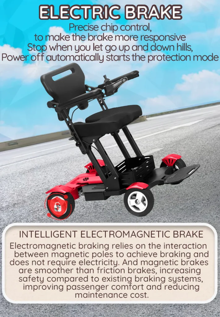 Bangeran Titan Mobility scooter featuring intelligent electromagnetic braking, offering precise control, safety, and smooth operation when going up and down hills.