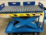 Pony Express 1050-EL scissor lift cart fitted with the 0244-500 ball transfer top