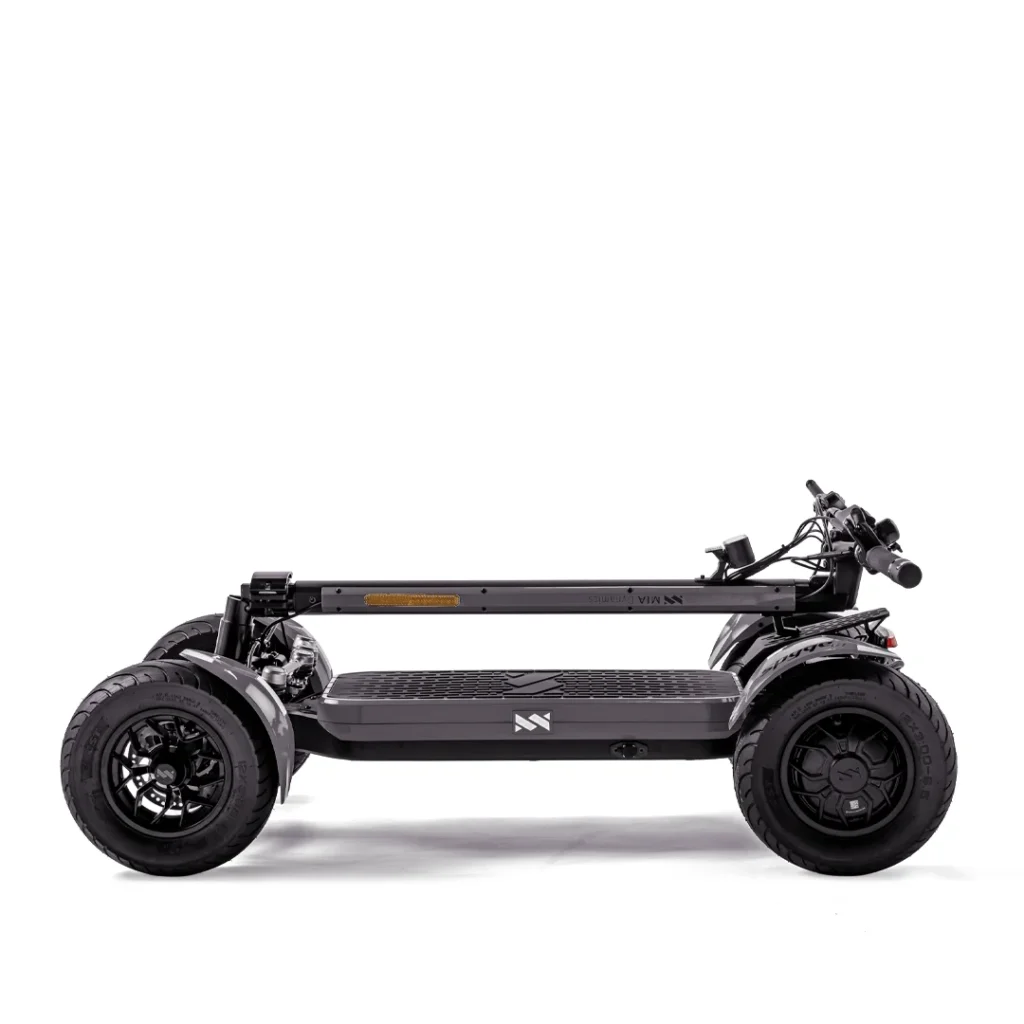 Folded MIA SPYQE 2x4 electric scooter showing compact foldable design for easy storage