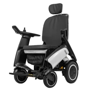 Forcemech ARK mobility scooter shown from the front with a cushioned backrest and foot platform.