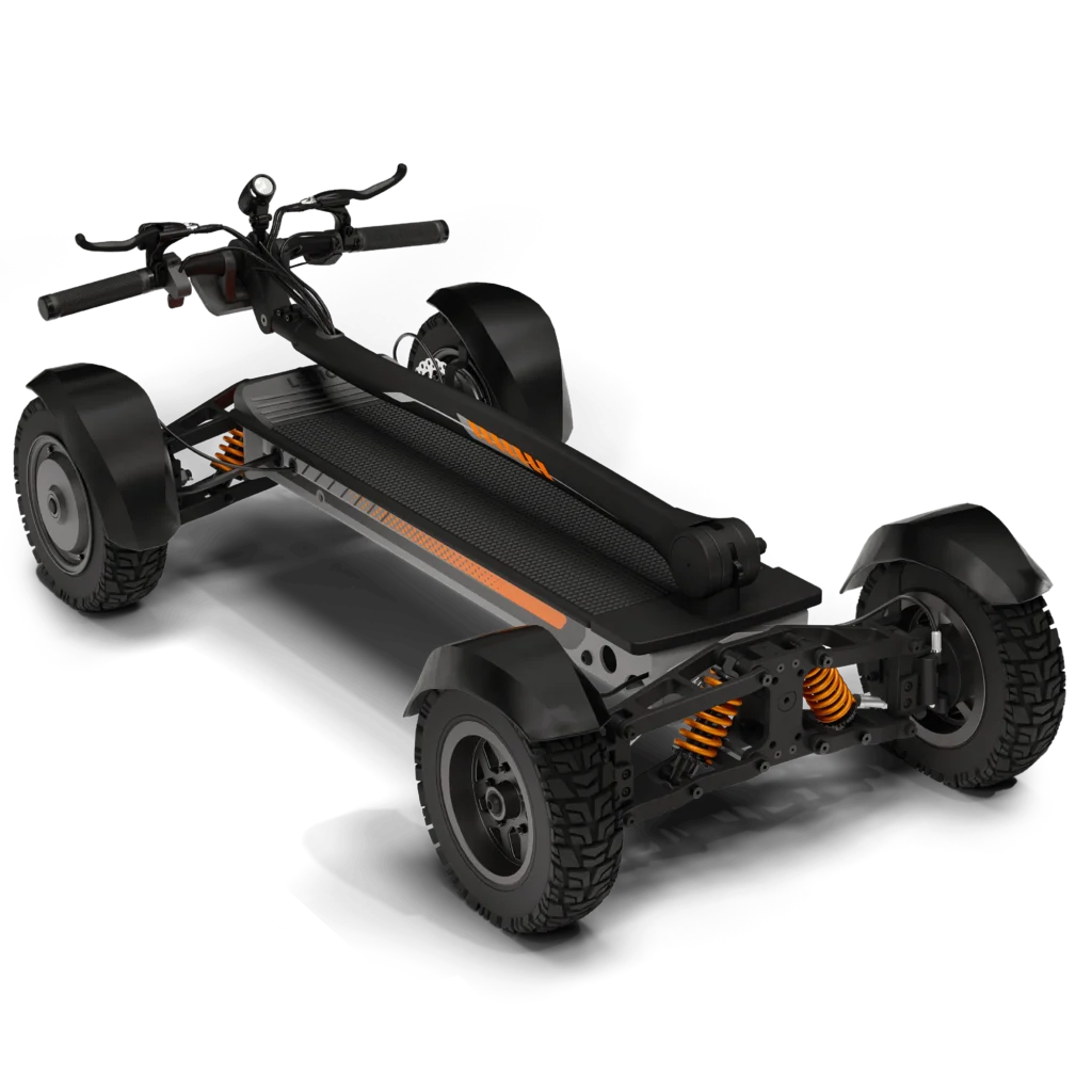 Folded view of CycleBoard X-Quad 3000 electric scooter for easy storage and transport