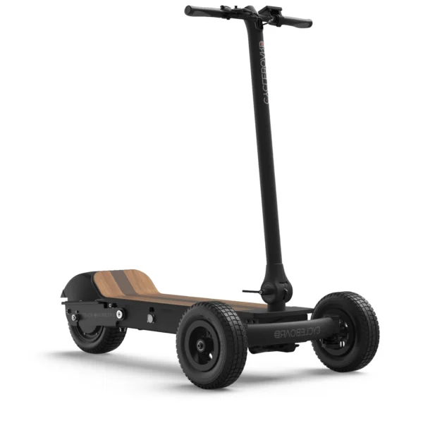 CycleBoard Rover three wheel electric scooter in Phantom Black/Woody color