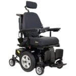 Merits Avid Velocity P325 power wheelchair in metallic black profile view
