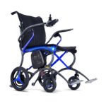 Forcemech Ultralite G20 PRO carbon fiber folding electric wheelchair in sapphire azure blue