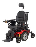 Merits Vector HD P323 rehab power wheelchair in candy apple red front three quarter view