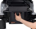 Tool free rear battery door access on the Axcel P335
