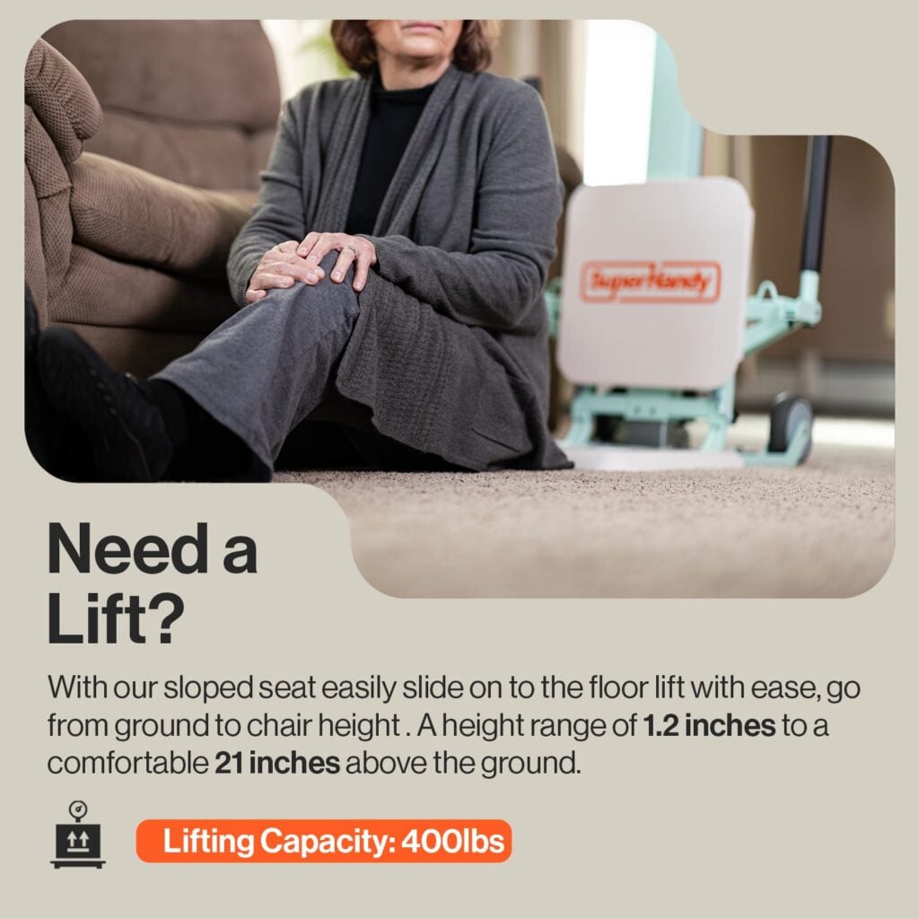SuperHandy GoRise FC - Electric Floor to Chair Lift Assistance - Seat Transfer, 400Lbs Weight Limit view 3